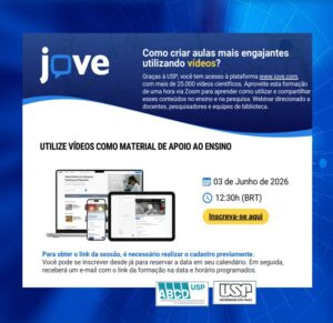 BibliotecaCQ's tweet photo. 03/06 – 12h30 – Webinar JoVE &amp; USP: Como criar aulas engajantes utilizando vídeos?

Link: https://t.co/jkxuxR9g82

A JoVE é uma plataforma baseada em vídeos voltada para pesquisa e ensino disponível à USP!
 
#jove #professores #usp #aulas #vídeos @FCFUSP @iq_usp @abcdusp https://t.co/9eDvh3eacv