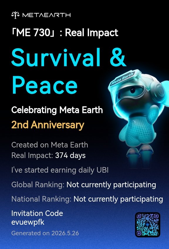 mimiadege's tweet photo. 374 days. 1.49 MEC. 3 people on daily UBI.

My real impact. Small. Steady. Real.

Meta Earth celebrates 2 years with ME730. Survival and peace. The planet and people, cared for together. Join here:

https://t.co/gB5qhAM9in
#ME730 #MetaEarth #MyMetaEarthStory https://t.co/ajLQQP0t3z