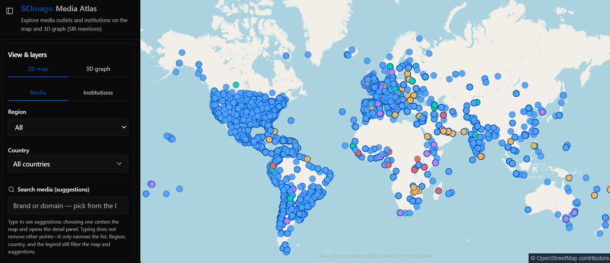 scimago's tweet photo. #SCImagoUpdates From observation to tactical action. Discover the new #SCImagoMediaAtlas: an interactive console integrating SIR and SMR data. Audit your institution's media positioning and launch a strategy for global impact. https://t.co/ty9qoyTL10 https://t.co/KLxM19xfsl