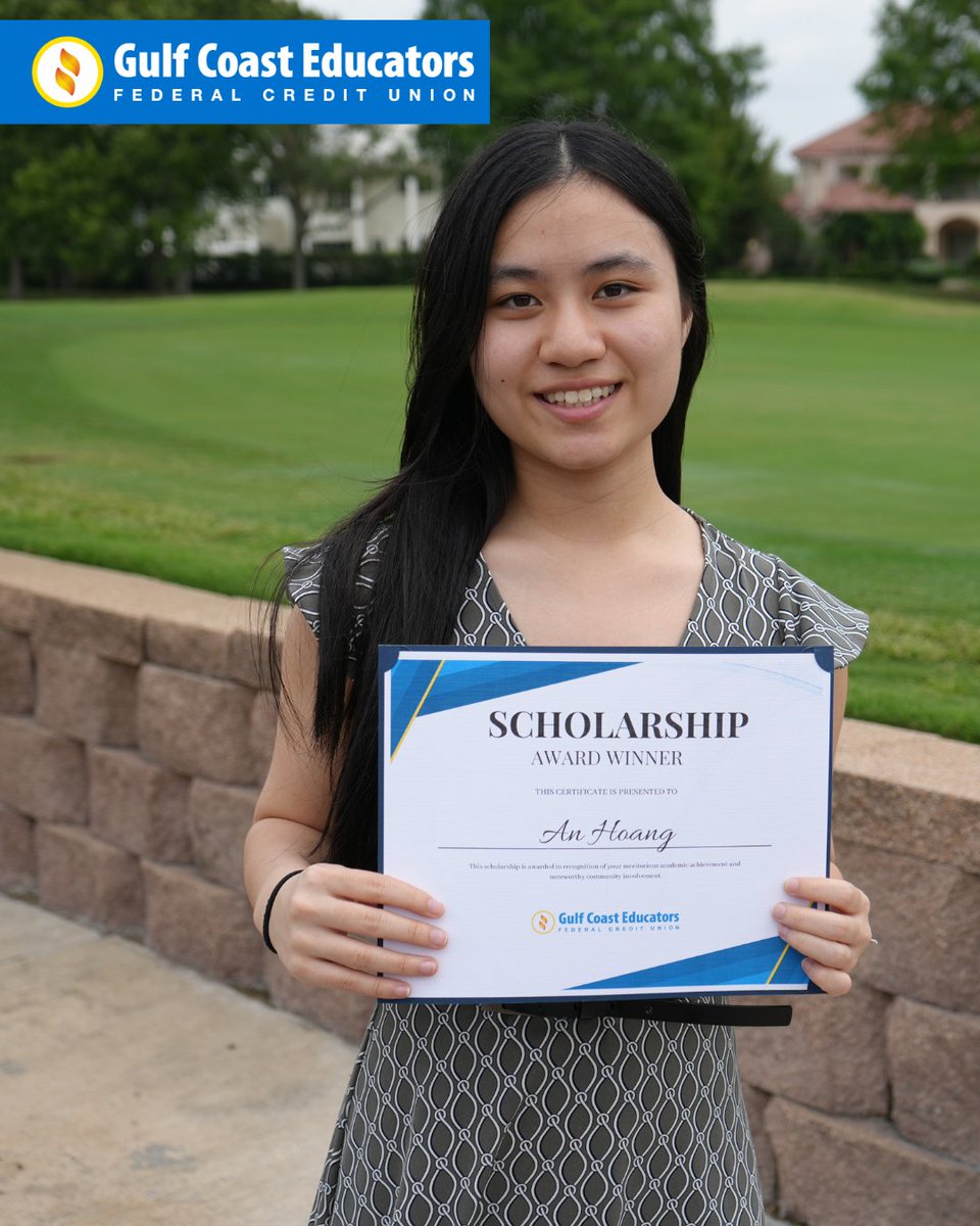 GCEFCU's tweet photo. Congratulations to one of our 2026 Scholarship Recipients, An Hoang from @ClearBrookHS in @ClearCreekISD! 🎓

We were honored to recognize our scholarship recipients during our annual Scholarship Luncheon, where we awarded four outstanding students for their hard work, dedication and academic achievements.🎉

Through the GCEFCU Scholarship, each recipient will receive $500 per semester for four years to support their higher education journey!📚

Congratulations An Hoang! We wish you continued success on your academic career!