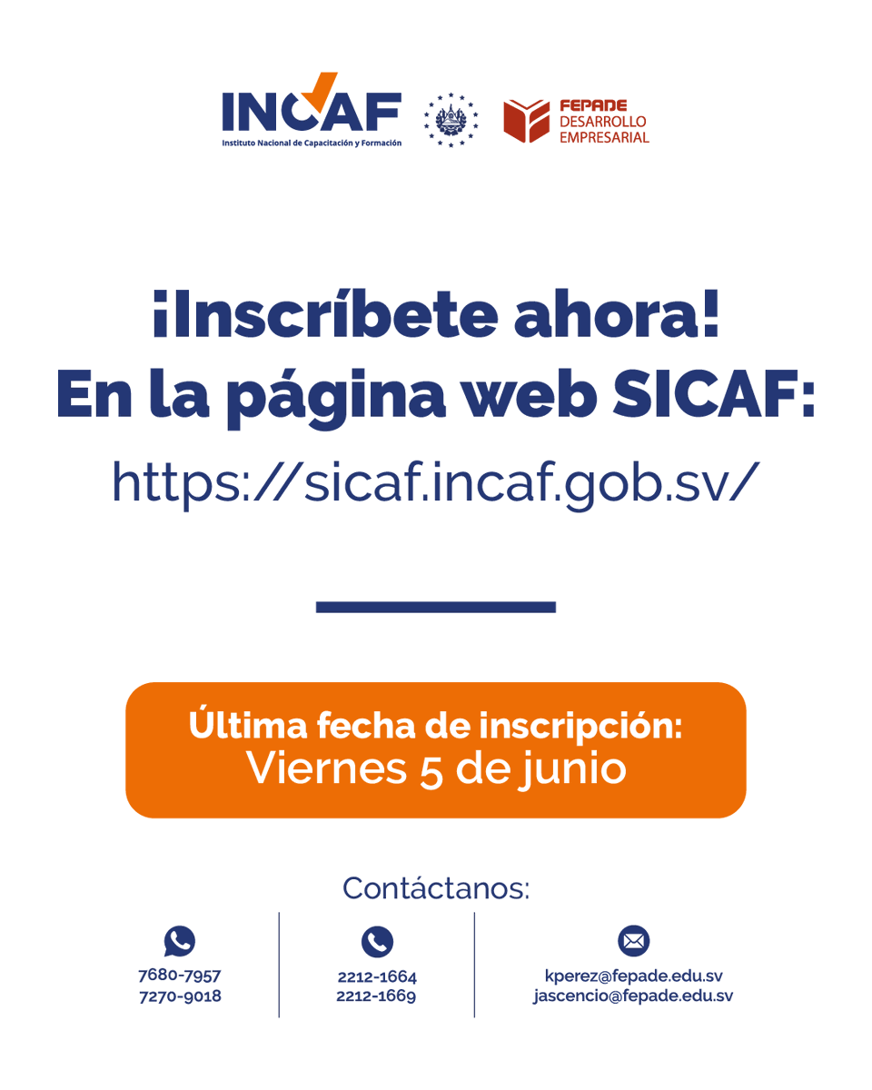 FEPADEsv's tweet photo. ¡NUEVA PROGRAMACIÓN DISPONIBLE! 🚀✨
Potencia tus habilidades con nuestros cursos 100% financiados por INCAF:

✅ Excel Financiero, Power BI para análisis y visualización de datos, Tablas dinámicas

⏳ Cupos limitados
📧 Escríbenos: kperez@fepade.edu.sv / jascencio@fepade.edu.sv https://t.co/ZfNJhiQepL