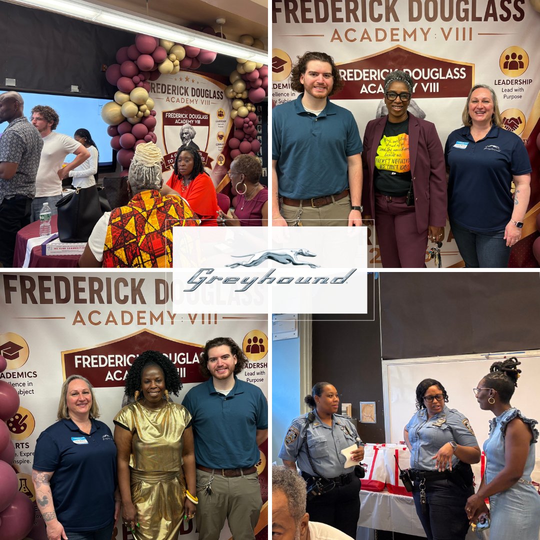 GreyhoundBus's tweet photo. This week, Greyhound visited Frederick Douglass Academy VIII in NYC for Career Day. 🏫💼 Bus drivers, data analysts, graphic designers — we showed students the many paths a career in transportation can take. The questions were sharp, the energy was electric, and we left more inspired than when we arrived. 🌟🚍