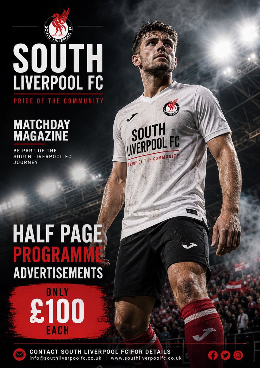 SouthLplFC's tweet photo. We are getting our award winning programme sorted for the new 2026-27 season.  One of the most popular programmes around, you and your business, web page, socials can have a full-colour half page add in for just £100 for the season. Contact us for details. https://t.co/QhmqQW7RLz
