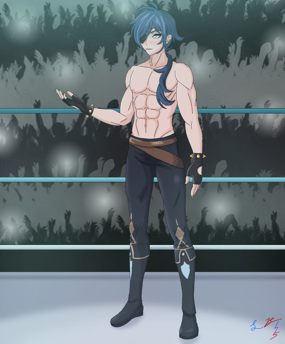 Boltz115's tweet photo. Here is Kaeya in his own wrestling attire. Starting off in his entrance attire then into his ring attire. The ring is cold, and he is making that atmosphere happen. TWE is going to get even colder with him around.
#wrestling #GenshinImpact #wrestleverse https://t.co/cxJY6ScB8u