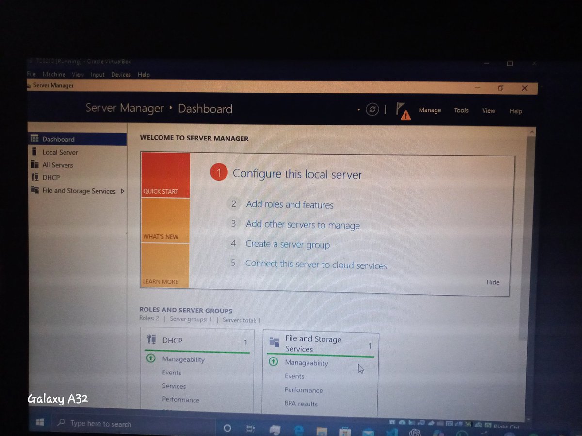 braveshola's tweet photo. "Step by step, skill by skill. 🖥️
Just completed a DHCP Server installation on Windows Server via VirtualBox — hands-on networking is hitting different.
#NetworkingLab #DHCP #WindowsServer #ITStudent #Telecom #TechInAfrica https://t.co/sHYJpzCo6M