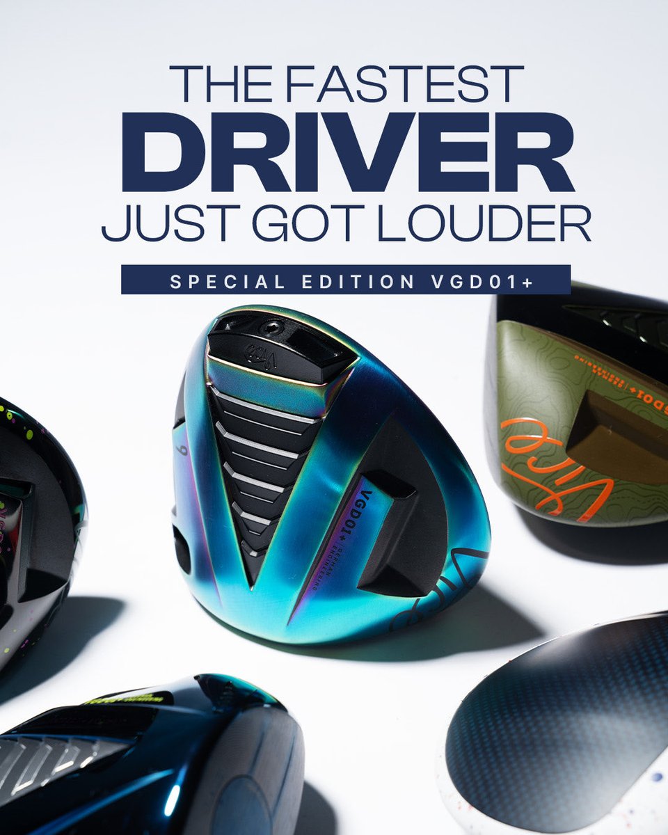 VICE_GOLF's tweet photo. The fastest driver in golf just got a facelift. The VGD01+ already proved itself where it matters: Independent Testing. Real Reviewers. Real Ball Speed.

5 Special Edition Colorways are available now but we can’t guarantee they’ll stick around! Unlock confidence on every tee box🏌️

https://t.co/JdDwkNMVvY