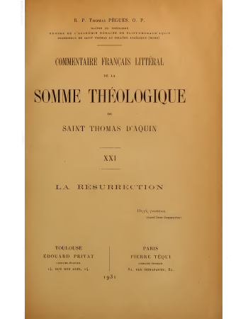 BibliCath's tweet photo. Révérend Père Thomas Pègues O.P. - Commentaire français littéral de la Somme Théologique de Saint Thomas d'Aquin - Tome 21
#Thomisme

XXI - La Résurrection.

https://t.co/MUiA2XOUvV https://t.co/WRYC5SP2bh
