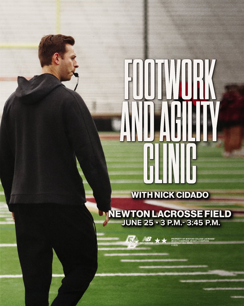 BCwlax's tweet photo. Lace up with us in June 🦅🥍

Our Summer Clinics, which features a Footwork and Agilities Clinic with Nick Cidado is 30 days away 💥

REGISTER HERE ➡️ https://t.co/kX3DMAVwnj https://t.co/pt9RpPQoe4