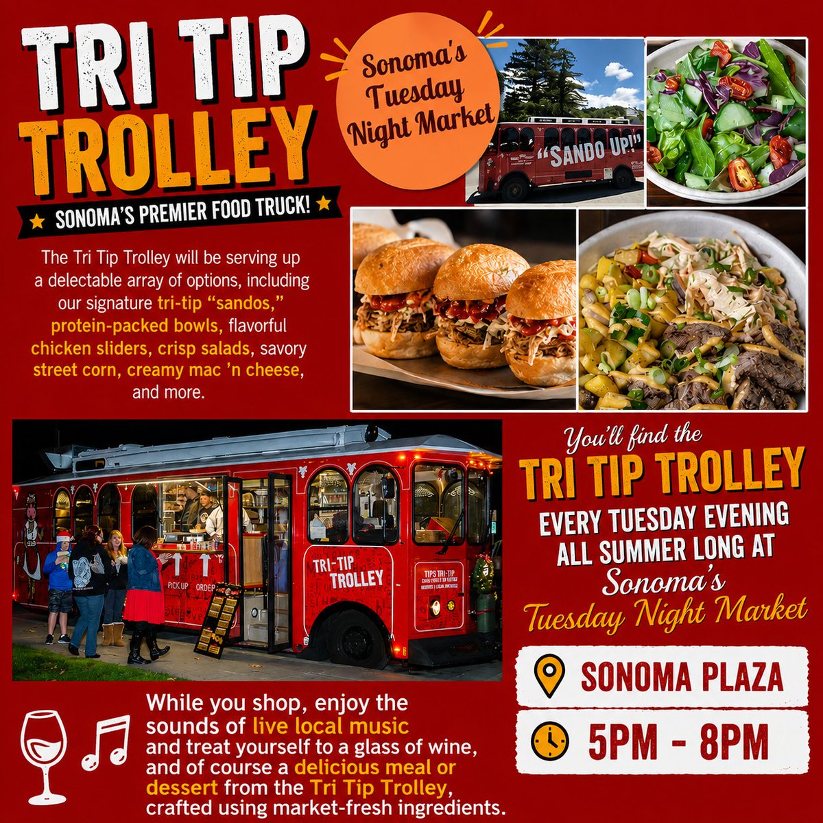 TriTipTrolley's tweet photo. 📷 Planning a wedding, winery event, corporate gathering, or private celebration? Let the Tri Tip Trolley bring the flavor directly to you! 📷📷📷
https://t.co/VlRO35AwNk https://t.co/ze4428lE9I