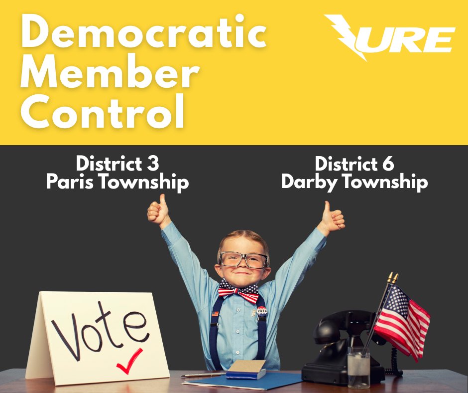 UnionRural's tweet photo. Have you voted? Vote now for URE board seats in Dist. 3 (Paris Twp) and Dist. 6 (Darby Twp). Candidate bios are in our May magazine and online. Vote through June 4 via SmartHub, online, or by mail. Winners announced June 6 at our annual meeting. #DemocraticMemberControl https://t.co/6NZQzJ6mdj
