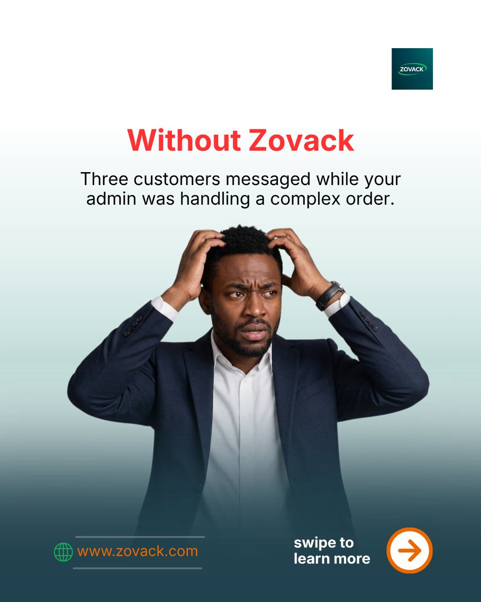 zovackai's tweet photo. 8am without Zovack.
Your admin opens WhatsApp to 47 unread. Already behind before breakfast. 👇🧵

👉 https://t.co/AhkINkwUms 

#Zovack #AfricanBusiness
#WhatsAppBusiness #SMBAfrica https://t.co/inPZVr15A5