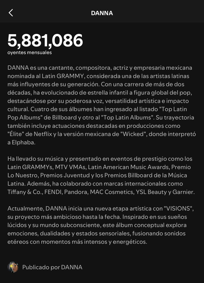 DANNA_Today's tweet photo. Se ha actualizado la biografía de DANNA en Spotify 🪞✨ https://t.co/bYwOKknEbt