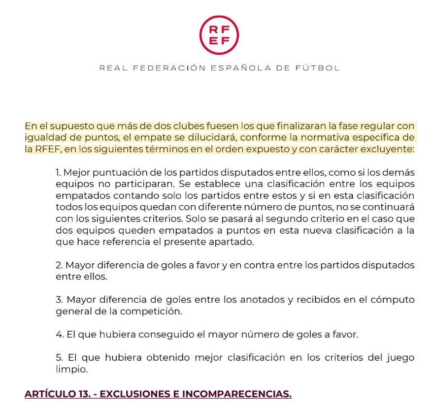 Drake_Sanger's tweet photo. @Perry1PCF @Ramiro_Espino @PontevedraCFSAD Pero la norma general sí que aclara el punto del caracter excluyente que menciona la norma de competición: Si tras aplicar la liguilla hay dos clubes empatados, se usa para el siguiente criterio el resultado de esos dos clubes. https://t.co/uGsxDWSaVp