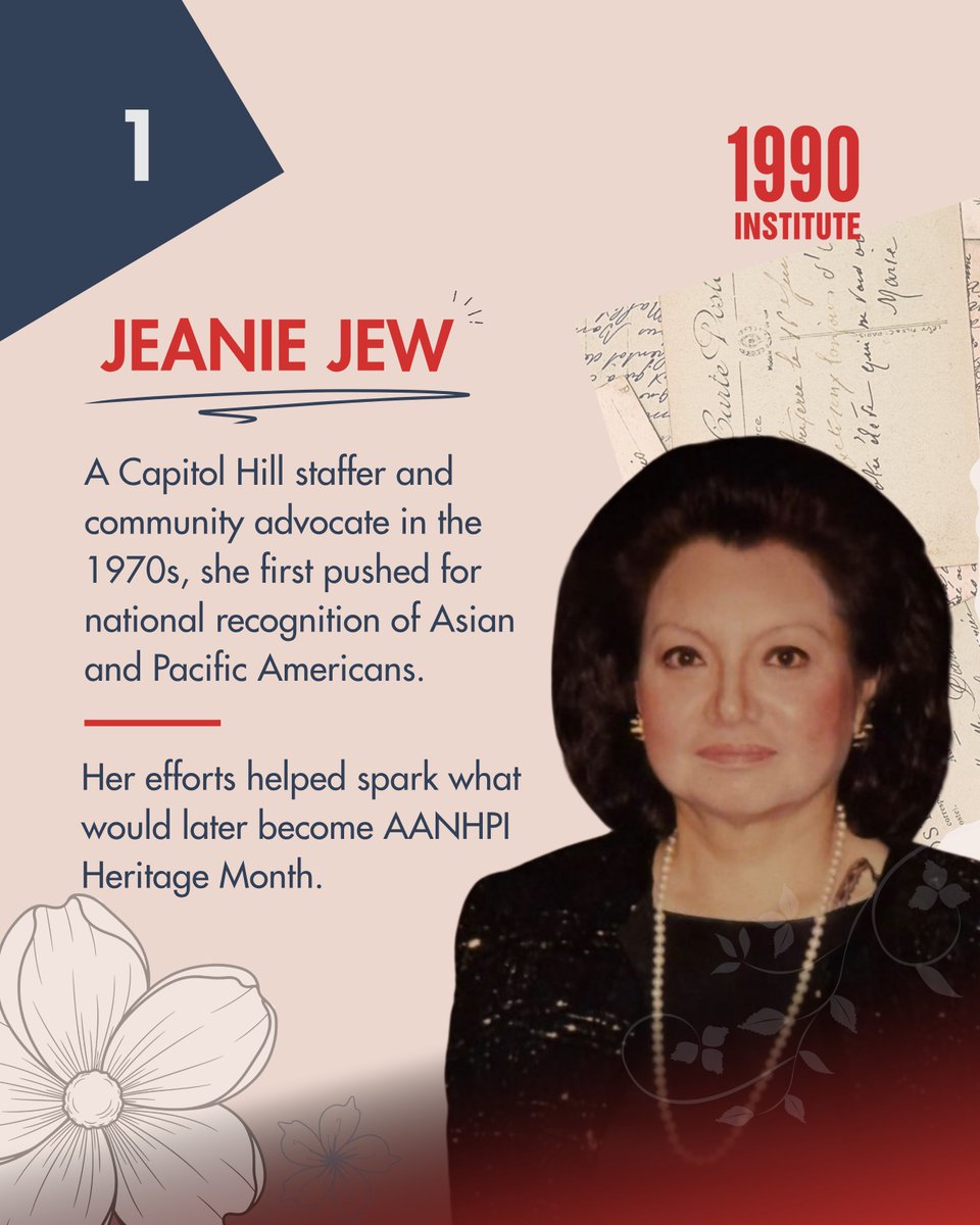 1990Institute's tweet photo. AANHPI Heritage Month didn’t happen by accident.
Advocates like Jeanie Jew, Ruby Moy Norman Mineta, Daniel Inouye, and Spark Matsunaga pushed for national recognition of AANHPI communities.

Whose story do you think more people should know about?
#AANHPIHeritageMonth #AAPIHistory https://t.co/qtgR4VhksB