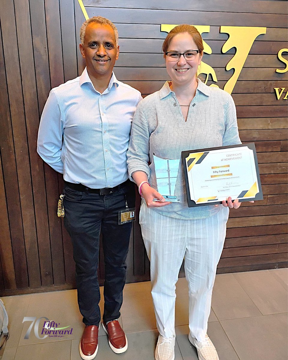 FiftyForward's tweet photo. We are so proud to share that FiftyForward was recently honored with the 2026 Sustainability Award from the Vanderbilt University School of Nursing!

#FiftyForward #CommunityPartnership #VanderbiltNursing #VUMC #SustainabilityAward https://t.co/XBFEKTC2W5