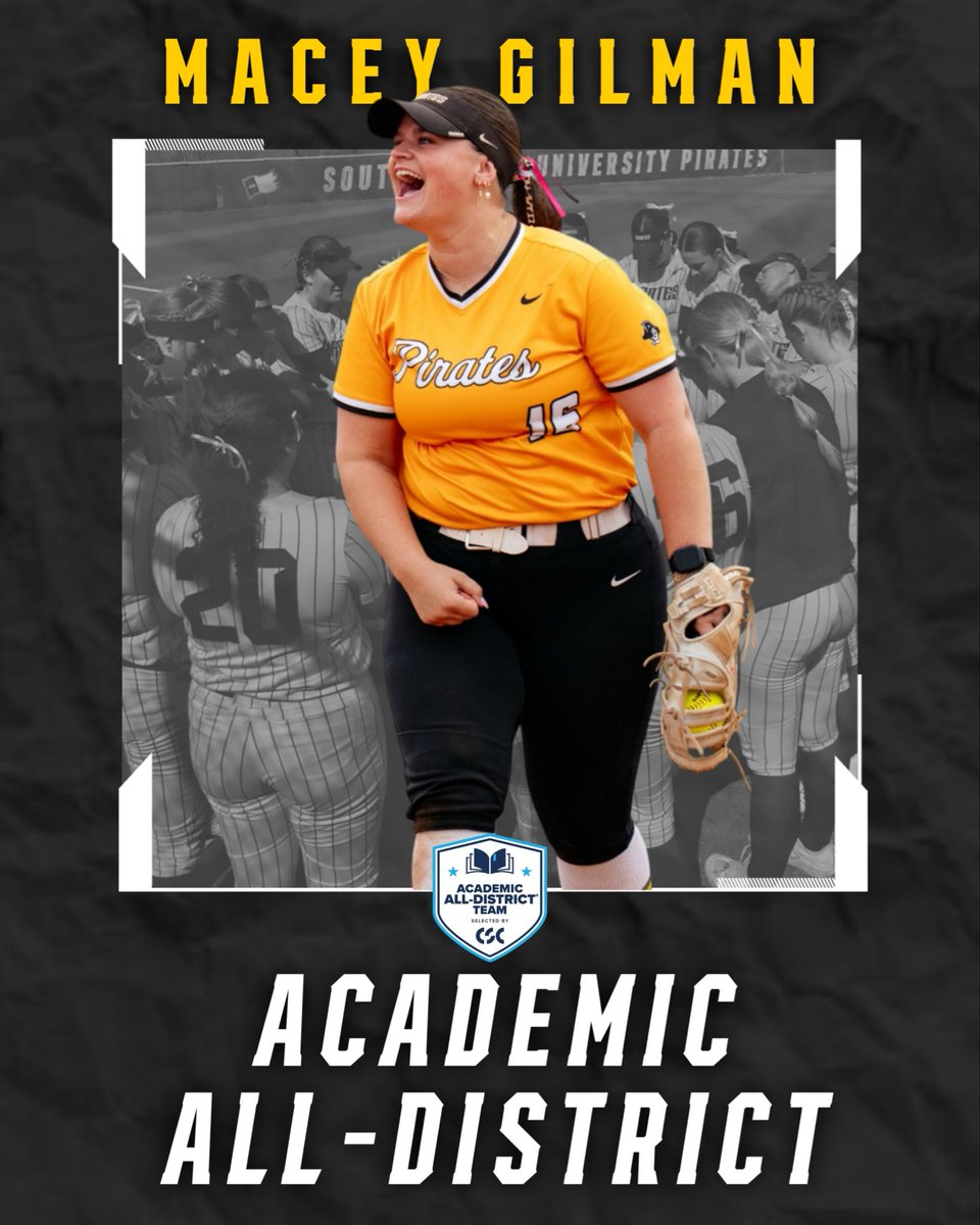 SUPirates's tweet photo. EXCELLENCE NEVER GOES OUT OF STYLE🏴‍☠️‼️

Congratulations to Macey Gilman, Allie Fields, Calle Collier, Tauryn Alexander, and Kaydence Garza on earning CSC Academic All-District honors! 

Hard work, leadership, and dedication on full display all season long👏🏼🥎 https://t.co/LG0WmiOsOz