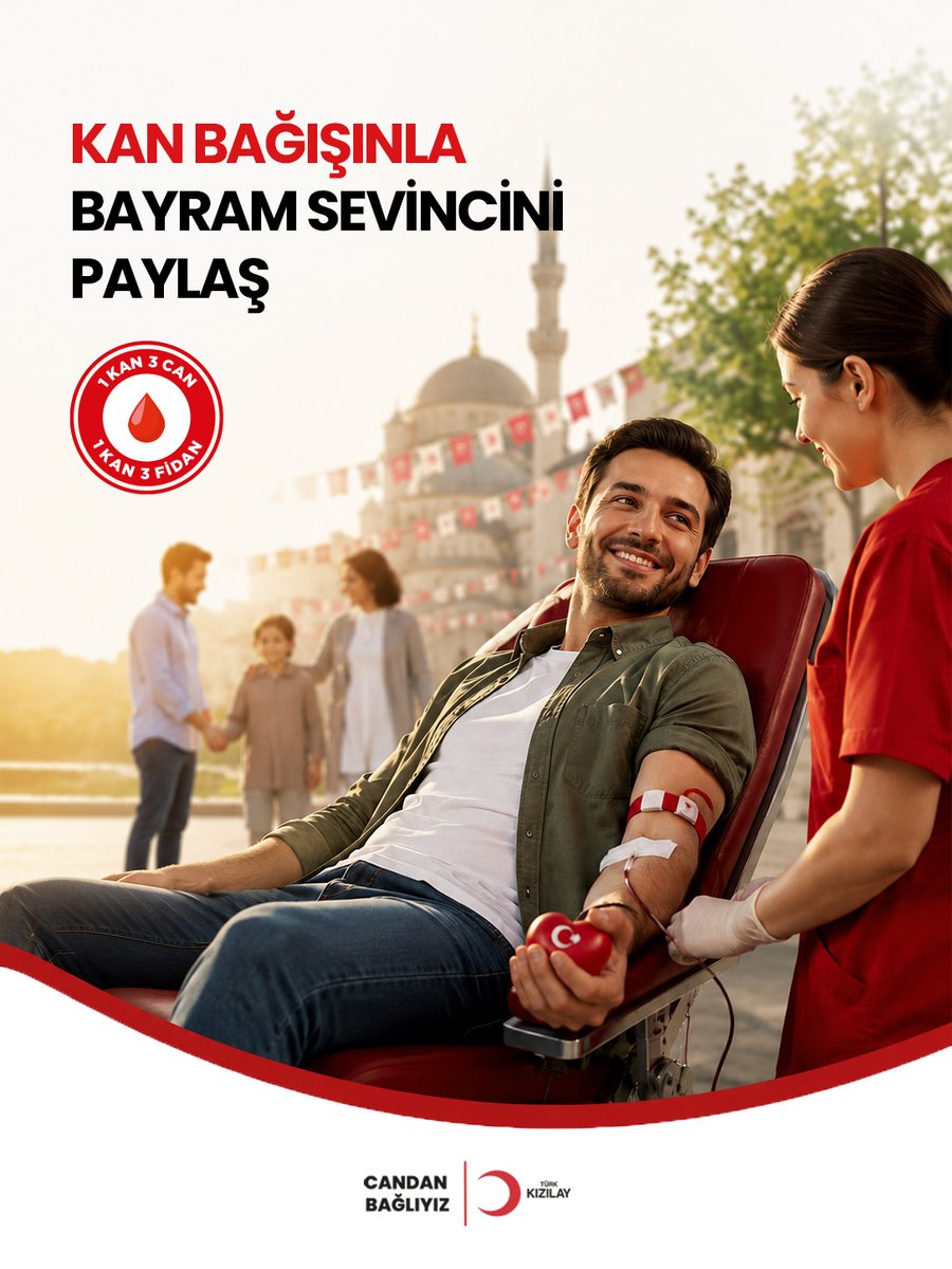 KanverOrg's tweet photo. Bayram sevincini paylaşmanın en güzel yollarından biri de umut olmaktır. ❤️

Bu bayramda sen de kan bağışında bulunarak umut ol.
Bir kan bağışı, birçok kalpte bayram sevincine dönüşür.

📍Seni en yakın kan bağışı noktamıza bekliyoruz
🌐 https://t.co/pYehUwjvFn https://t.co/e5U7DsqvXW