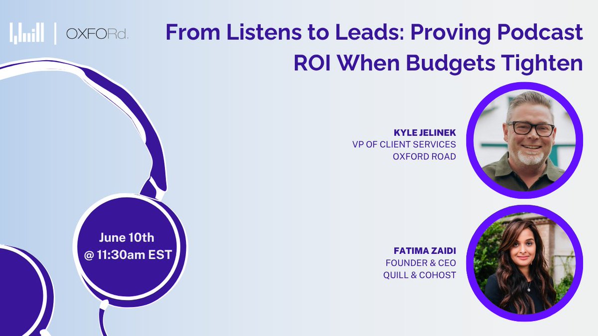 inc_quill's tweet photo. The brands keeping their podcast budgets right now have one thing in common: they can show exactly what their investment is doing for the business.

We're sharing how on June 10th with Oxford Road.

Register for our free webinar: https://t.co/EQJmXCgUhf

#podcastattribution https://t.co/tqvJBgnxUC