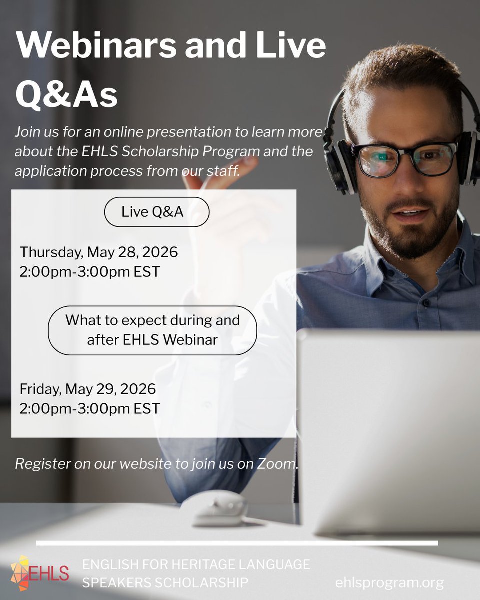 EHLSProgram's tweet photo. Join us for an online presentation to learn more about the EHLS program! Register on our website to join us on Zoom: https://t.co/INCRdzGbi4 https://t.co/HuZX6yYep9