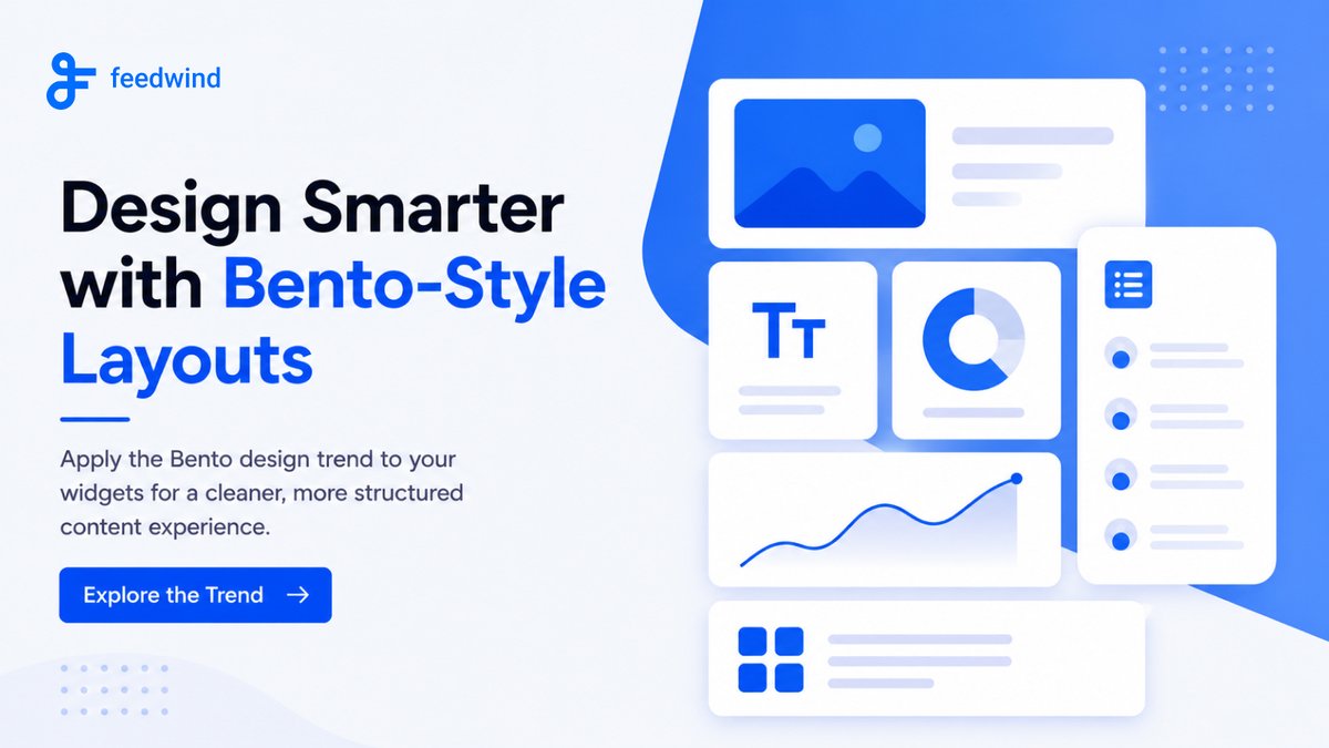 feedwind's tweet photo. Bento design adds structure and clarity to content-heavy layouts. Learn how to apply Bento-style layouts to FeedWind widgets for a cleaner UX. https://t.co/pjNBd4aoQ4 #FeedWind https://t.co/G3IRI9XBMB