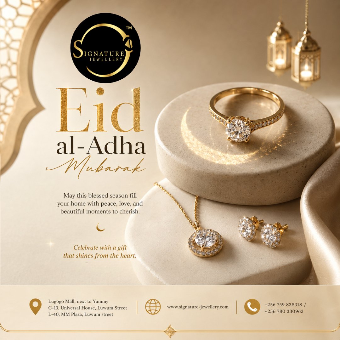 SignatureJewel6's tweet photo. May this blessed season bring peace, love, sacrifice, and beautiful moments that shine from the heart.

Eid al-Adha Mubarak!

#SignatureJewellery
#EidAlAdha
#EidMubarakUganda
#JewelleryGifts
#CelebrateWithElegance https://t.co/07gXLgt9k0