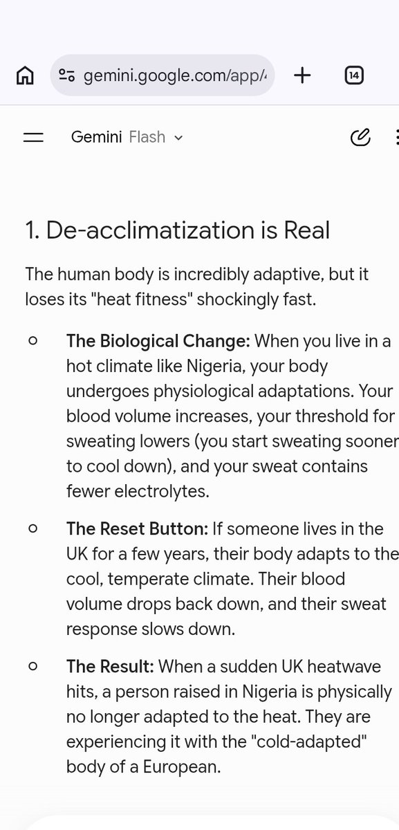 superkayuse's tweet photo. @PastorMarvy You are missing some points:

1) UK houses are mostly designed to retain heat.

2.) Air conditioning is more commonplace in Nigeria but not here. 

Most important point.👇🏾
3.) After years your body adjusts to your "new" home. There is a scientific explanation to it. https://t.co/JghI4HGxrF