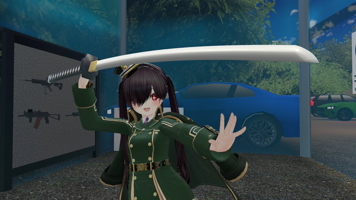 Sasugo_3's tweet photo. なぜかレンタル武器に刀もあって笑ってしまったｗ

リアルだとナイフキルNGだけど、VRChatサバゲーでは普通に使えるっぽい！

#VRC_VSGF https://t.co/WxFLpfY96p