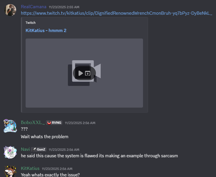 KitKatius's tweet photo. WOW I always felt RealCamana felt off, but I didn't expect this much.

My issue with him was mostly in Vtuber Marvel Rivals and his lack of care, where our team was falsely called out by Cam/Admins and in which at the end we were supposed to apologize for it in the voice call. https://t.co/mrxFEFuAEL