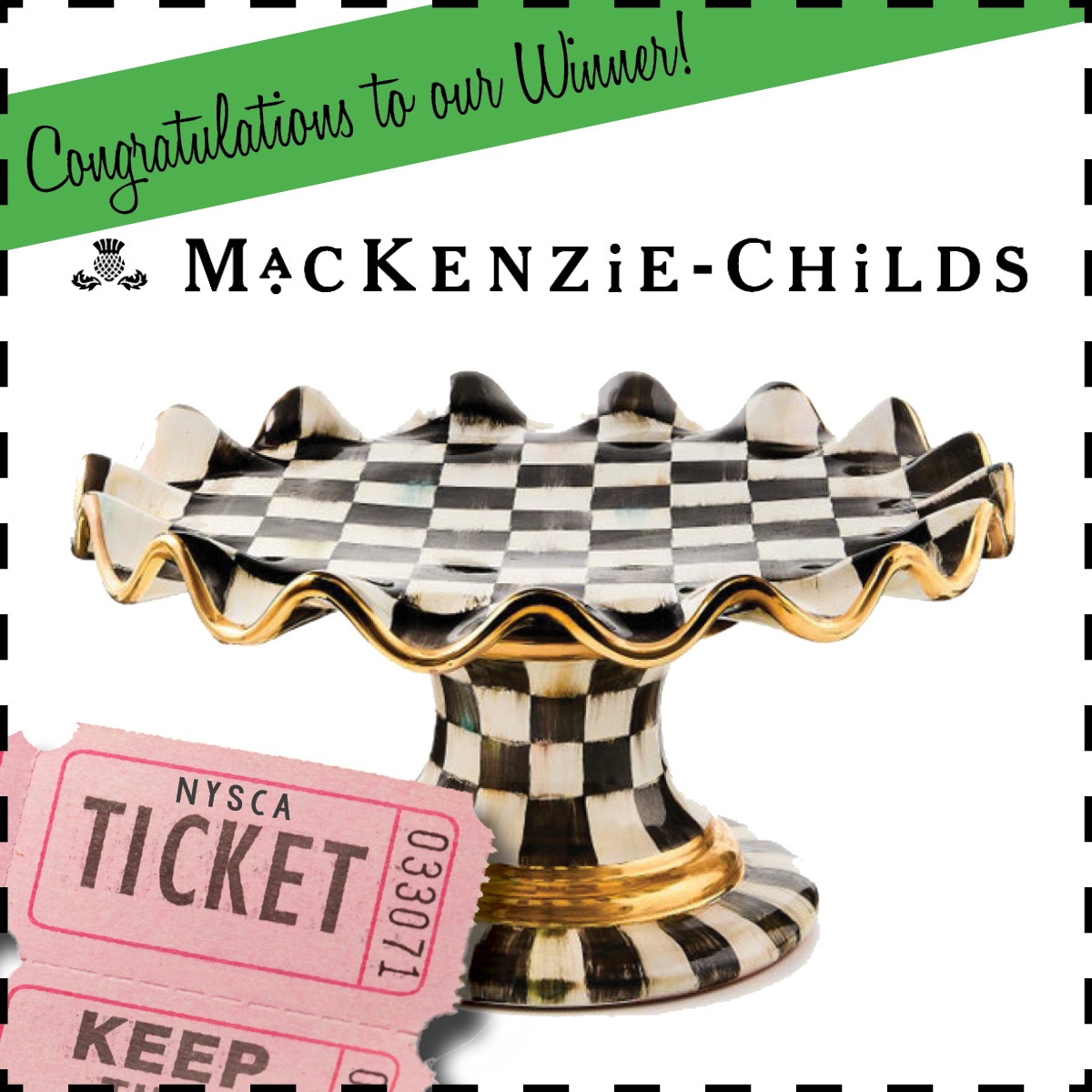 NYSCAinc's tweet photo. Congratulations to Jaime B., winner of the MacKenzie-Childs Courtly Check Cake Stand! We hope it brings you many joyful celebrations for years to come. 

And thank you to everyone who supported NYSCA through this raffle. We appreciate your generosity &amp; support of our mission! https://t.co/lyaSfc8Ao7