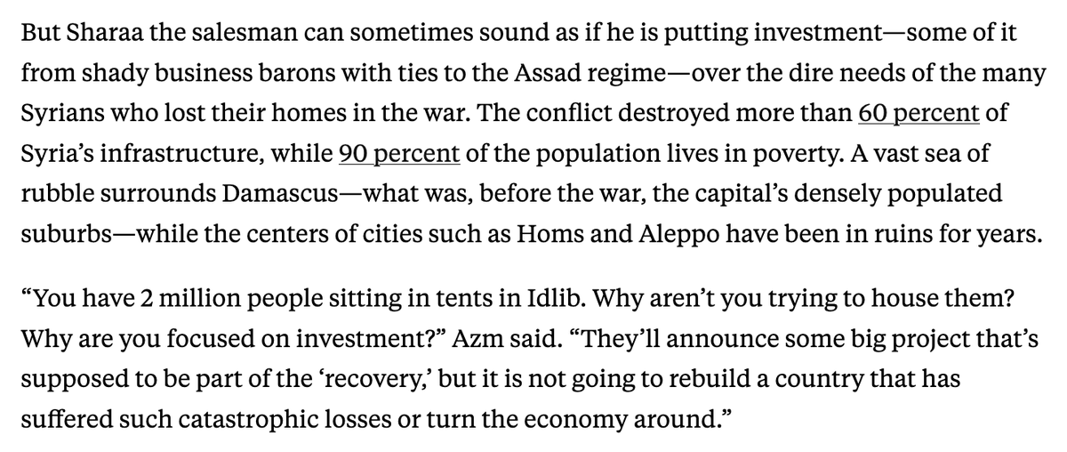 FreddyDeknatel's tweet photo. On the risks of Sharaa's reconstruction agenda in Syria fueling a new kind of crony capitalism — my recent piece for @ForeignPolicy:

https://t.co/9gPqUmTH1h https://t.co/QGCypweQmL