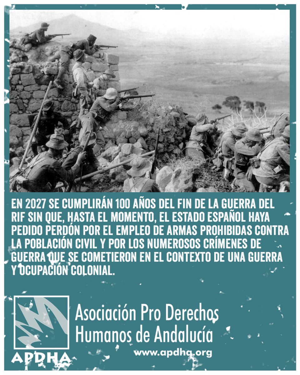 thagrwlatarik's tweet photo. La Asociación Pro Derechos Humanos de Andalucía (APDHA) ha lanzado una campaña para que el Estado español asuma su responsabilidad histórica por el uso de armas químicas durante la Guerra del Rif. https://t.co/8NABxN0BU2