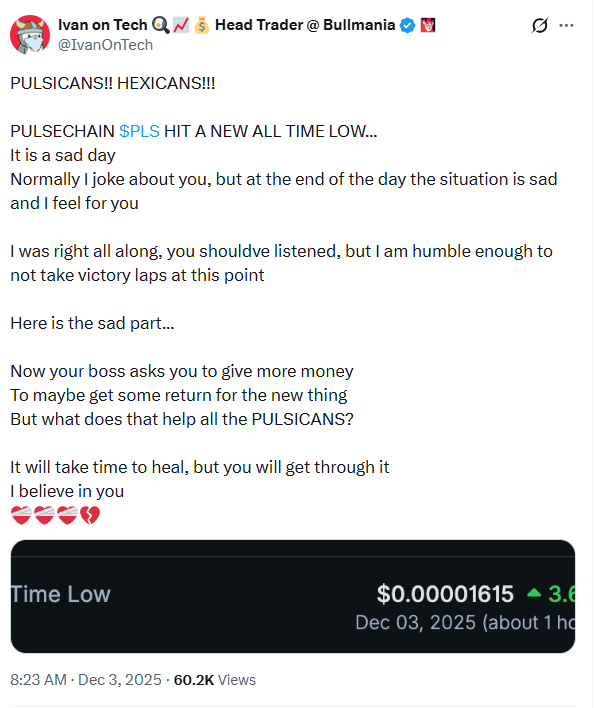 CryptoCoffee369's tweet photo. The biggest crypto influencers are all very aware of PulseChain and HEX

Ivan on Teck (400k) bought high, sold low, and now trash talks it regularly. He wrote about it in his book as a scam.

Altcoin Daily (2.1M) has covered major events like PulseChain launch and Richard Heart's SEC win publicly since before 2023

Crypto Man Ran (970k) regularly uses PulseChain as engagement bait, even titling his stream "PulseChain could be a 14,000X Trade" on its launch date back in May 2023