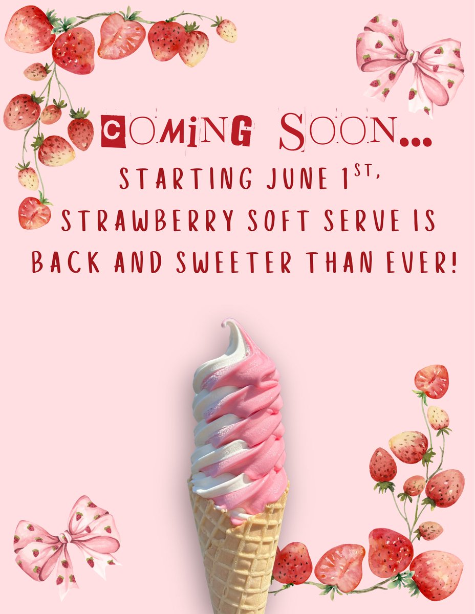 joesice's tweet photo. Starting June 1, life’s sweeter with strawberry soft serve at Joe’s 🍓 
#Anaheim #JoeItalianIce #Disneyland #oc https://t.co/RNN5yxLW0l