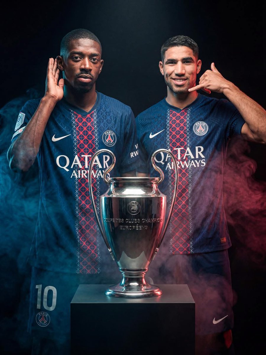 zikko_design's tweet photo. 🚨 BREAKING:

Ousmane Dembélé and Achraf Hakimi are back in team training ahead of the UCL Final in Budapest.

Both players are now expected to start against Arsenal F.C. on Saturday

Arsenal fans are panicking already😂 https://t.co/E6Gl5aVFGw
