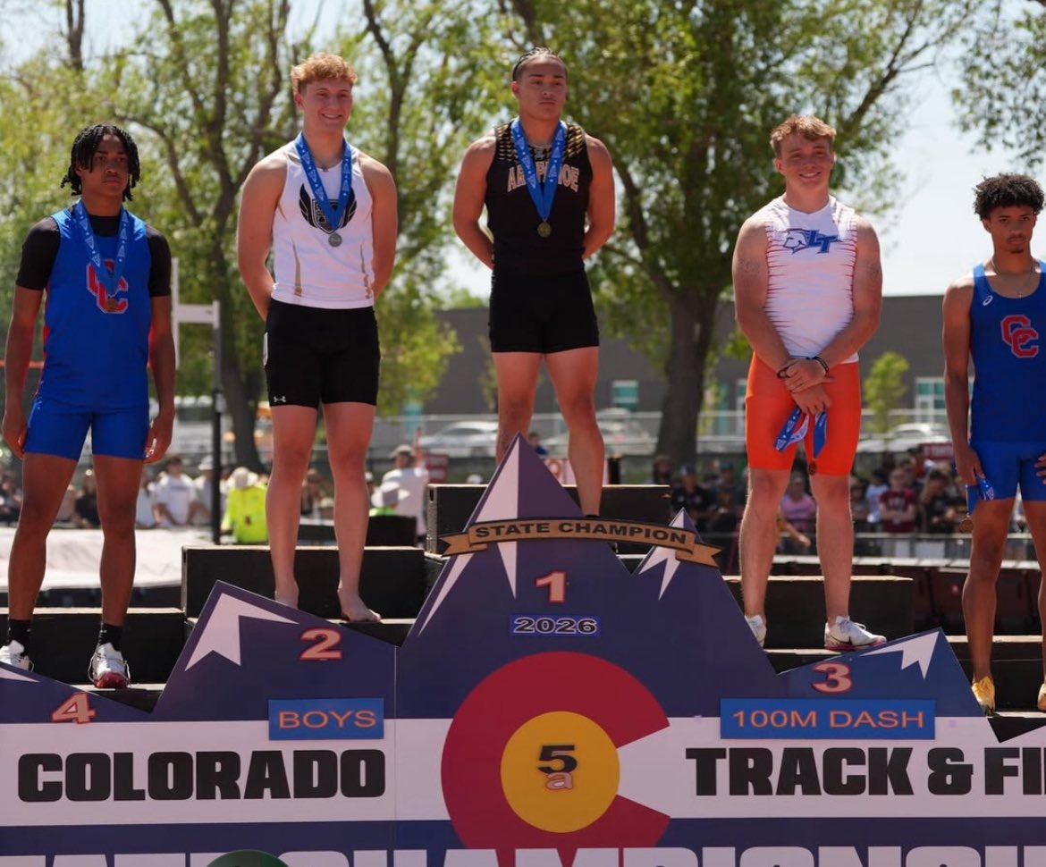 RecruitArapFB's tweet photo. Congratulations Marcello Jaramillo @Cello_j26 named first team all-state in the 100 Meter Dash. 👏 @Arapahoe_FB https://t.co/cFuNL3QVRL