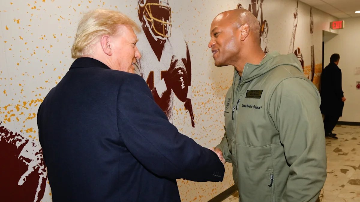 tylerjkinsell's tweet photo. Governor #WesMoore this is you with My President Donald J. Trump at last year #Army #Navy Game and you PROMISED that the new #FrancisScottKey #keybridge would be COMPLETELY DONE by 2028 ON TIME AND AHEAD OF SCHEDULE You Sir Wes Moore are a INCOMPETENT #Governor https://t.co/4N94aBr4RG