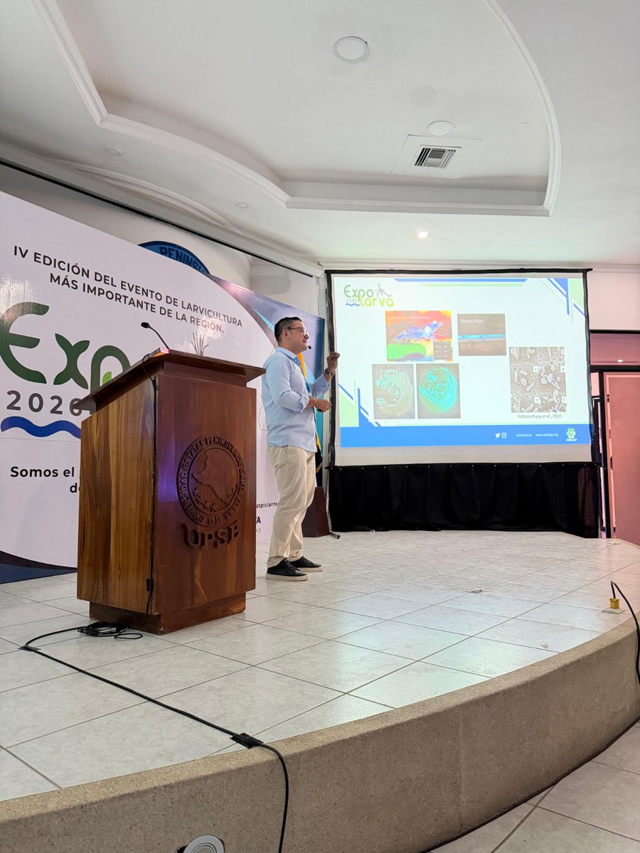 CENAIM_espol's tweet photo. 👏#CENAIM presente en la Expolarva 2026
🔬🌊Investigadores de la #LíneadeSaludAnimal del #CENAIM, Guillermo Reyes, Ramiro Solórzano y Francisco Mendoza, participaron en la Cuarta Edición de Expolarva 2026🦐 organizada por la Asociación de Laboratorios Productores de Larvas ASOLAP https://t.co/sbaZkCioPJ