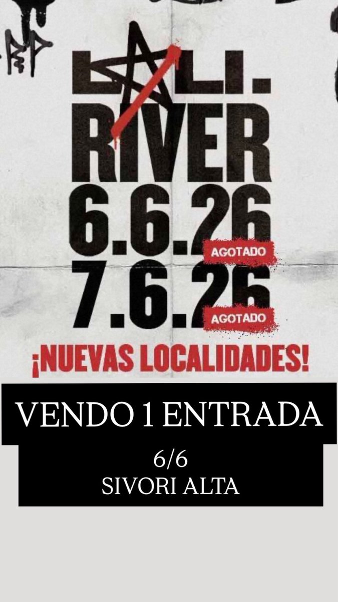 LuddIpucha's tweet photo. vendo 1 entrada para lali river
6/6
SIVORI ALTA https://t.co/IwC7X3MjlZ