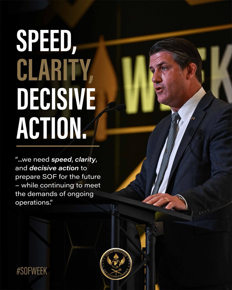 ASW_SOLIC's tweet photo. Last Thursday at #SOFWeek, ASW Anderson delivered a powerful keynote address emphasized the urgency of balancing future readiness with today's operational demands.

Special Operations Forces are built for adaptability—and together, we are prepared to meet this challenge.
#SOF https://t.co/KWUQPT0BMY