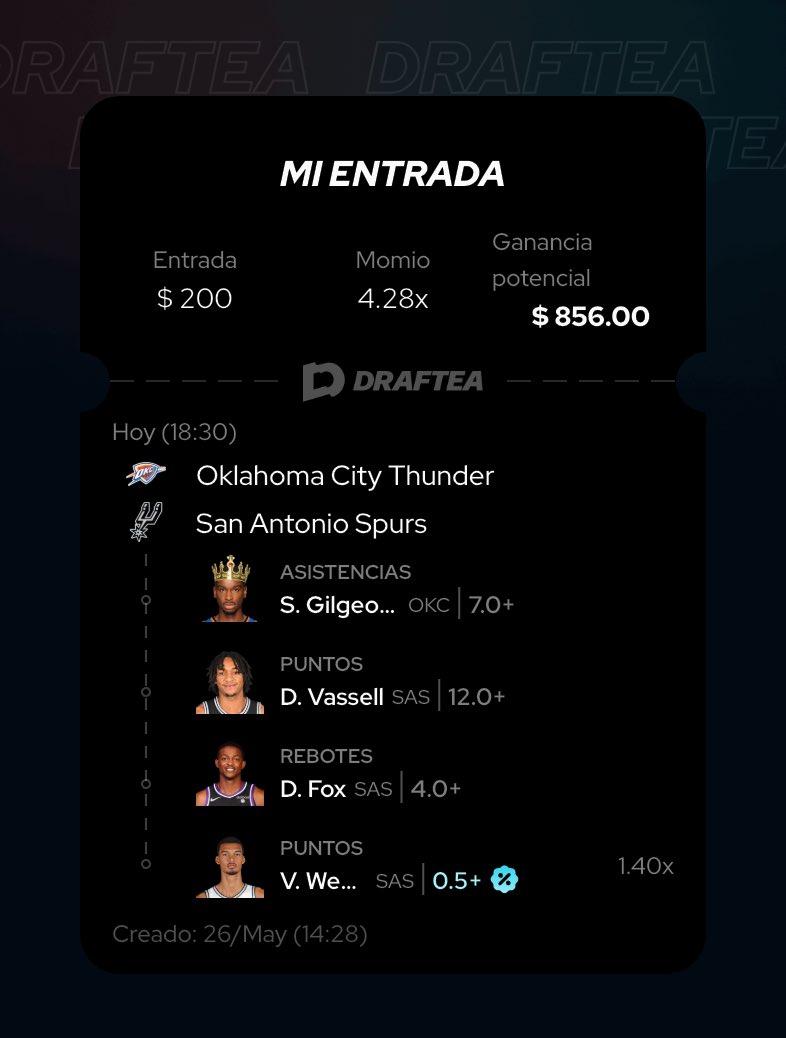 PenguPicks17's tweet photo. Vamos así para la promo de draftea

Shai se ha visto forzado a pasar más el balon por la defensa opresiva de spurs

Vassel ha cumplido su linea hasta el momento, y con wemby de anotador principal los rebotes se reporten más, ahí es donde entra aaron fox

Mucho exito a todos y ojala ganemos