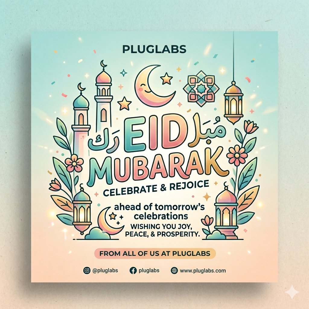 Pluglabs07's tweet photo. Wishing our incredible community a blessed, joyful, and peaceful Eid Mubarak ahead of tomorrow's festivities. May your day be filled with love, laughter, and endless blessings.🌙✨
Warmest wishes from the @Pluglabs07 team!
#EidMubarak #PLUGLABS #EidMubarak2026 #Celebrate https://t.co/0r77rh9woy