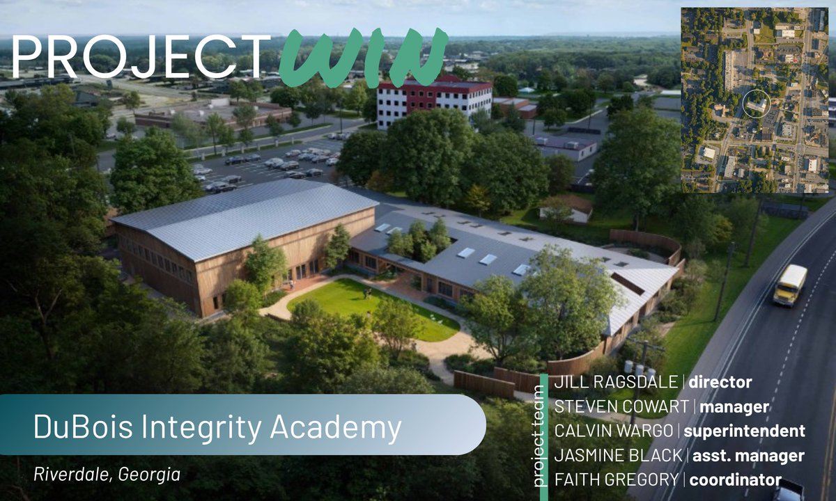 BenningCompany's tweet photo. Big win for Benning! Selected to build an 18,800-sq-ft addition at DuBois Integrity Academy in Riverdale, GA. Scope includes early works, framing, full interior, gym &amp; site development. Groundbreaking June 2026; completion May 2027. Team: Jill, Steve, Calvin, Jasmine, and Faith. https://t.co/Rfn43qeHxF
