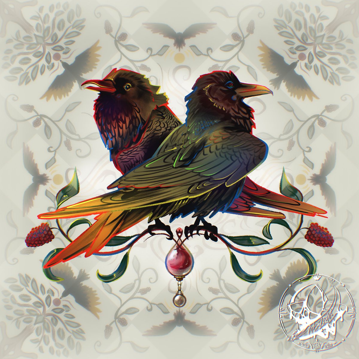 Inkalight's tweet photo. If you share my art you will meet a friendly crow, if you ignore it a bird is gonna poop on you ✨ https://t.co/rKdCu7sPL4