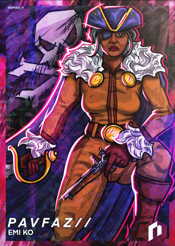 pavfaz's tweet photo. a new captain has arrived🏴‍☠️

But honestly, I'm super grateful that I get to rp with everyone again. Thank you @nopixel for giving me the opportunity to be in NP V! Love and appreciate everyone who showed Emi some love💕(also whoever did the art, tysm im so obsessed with it) https://t.co/lVSLZFbO02
