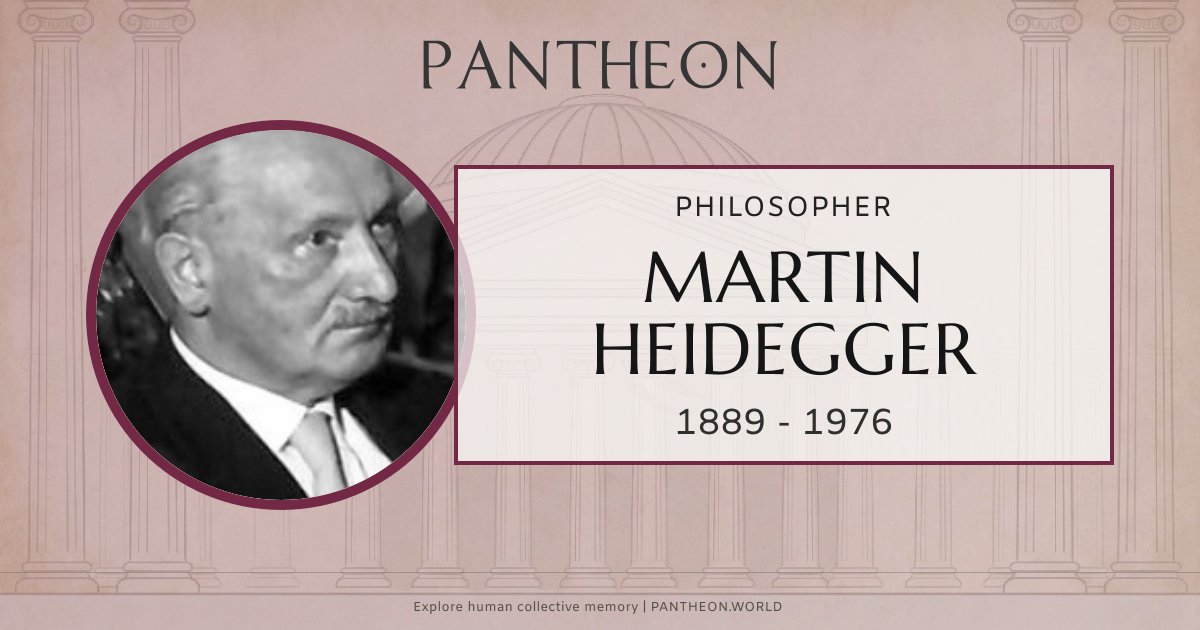 PantheonW's tweet photo. Died on this day in 1976: Martin Heidegger (1889–1976) — Martin Heidegger was a German philosopher who is most famous for the idea of "being-in-the-world." Featured across 113 language editions.
https://t.co/cai3ilXOBw https://t.co/UY8Ccd8X1J