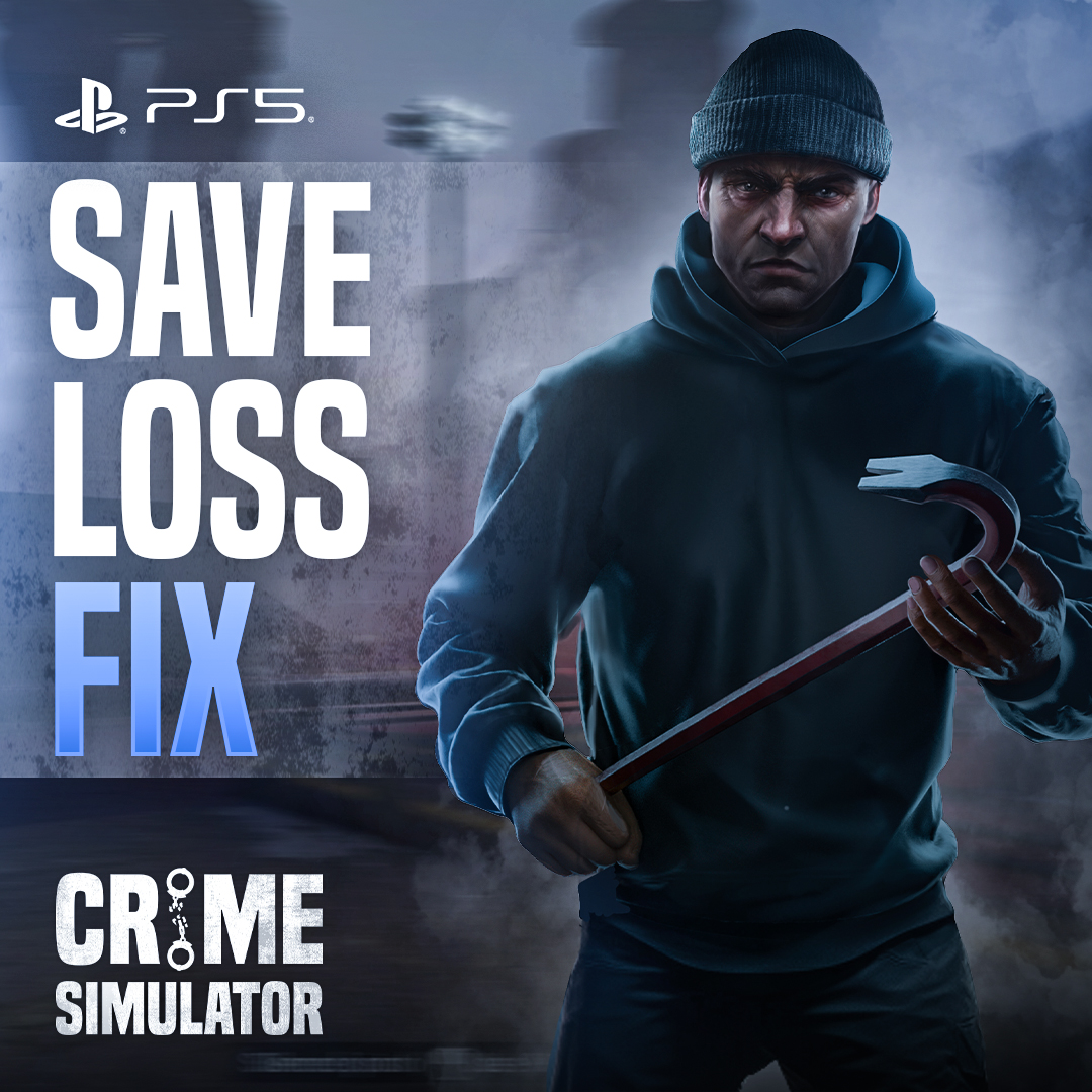 ULTGames's tweet photo. Crime Simulator PS5 Patch is now live! 🔵

This update should fix the issue with save files being deleted. Thank you for your patience and sorry for the trouble.

If you lost your save and want to request a restoration, please fill out the form here: https://t.co/K8hjsnxaeO

#crimesimulator #indiegames #patch #sony #playstation5