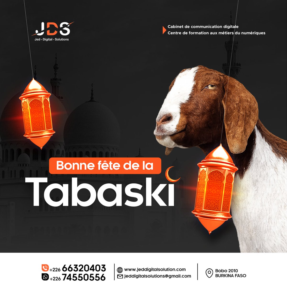 JedSolutions's tweet photo. JDS vous souhaite une excellente fête de Eid al-Adha.
Que cette célébration vous apporte inspiration, réussite et de nouvelles opportunités.

    Bonne fête de Tabaski à tous !

#digitalsday2026 #CréationDeContenu #communicationdigitale #Numerique #formationdigital https://t.co/xEIRlGCiqw
