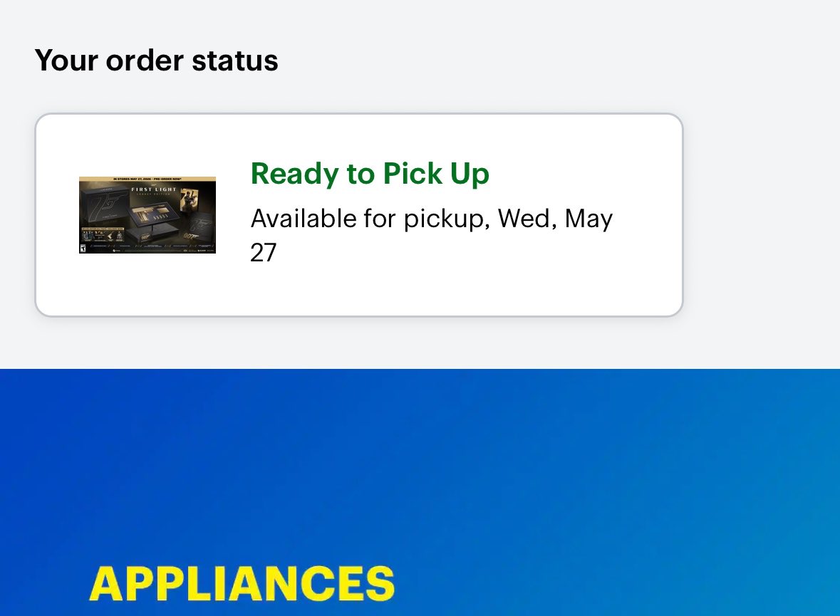 KJovian's tweet photo. I don’t know what’s up with @IOInteractive and @BestBuySupport but I paid $300 to get the 007: First Light collectors edition with EARLY ACCESS and although it says it’s ready for pick up at my STORE! 

They have it right there and they showed  me it but can’t release it due to their system even though it includes the deluxe early access.

Can anyone help me pick up this thing today since I’m already here?? I need it for filming

Guys please never tell me to buy stuff like this again especially with archaic systems like this.

I essentially pre-paid more for nothing