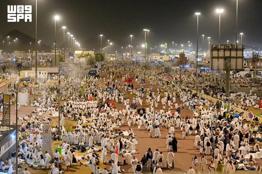 BashirAhmaad's tweet photo. Following the successful day at Arafah, the peak and most significant rite of Hajj, millions of pilgrims have moved to Muzdalifah, where they will spend the night in prayers, supplications and remembrance of Allah. At Muzdalifah, pilgrims rest under the open sky and gather pebbles that will be used for the symbolic stoning of the Jamarat.

May Allah accept the Hajj of all pilgrims, grant them safe completion of the sacred rites and return them home in peace with renewed faith and blessings.