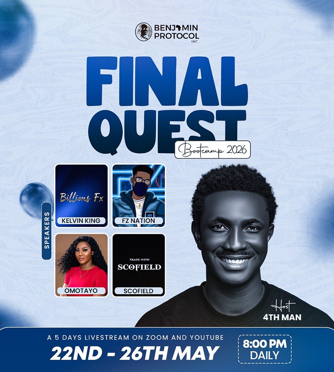 MydeWildtm's tweet photo. Final quest is finally over 
It has been an amazing session 
And a lot of knowledge and insight gained thanks to all the host and speakers @The_4thMan @TheosCap @BenjaminIn168 
@boiscofield @Kelvinking_ @Fznation01 @Fairy_Trades 
God bless you all
#SLK #finalquestbootcamp2026 https://t.co/owKiIgk64o